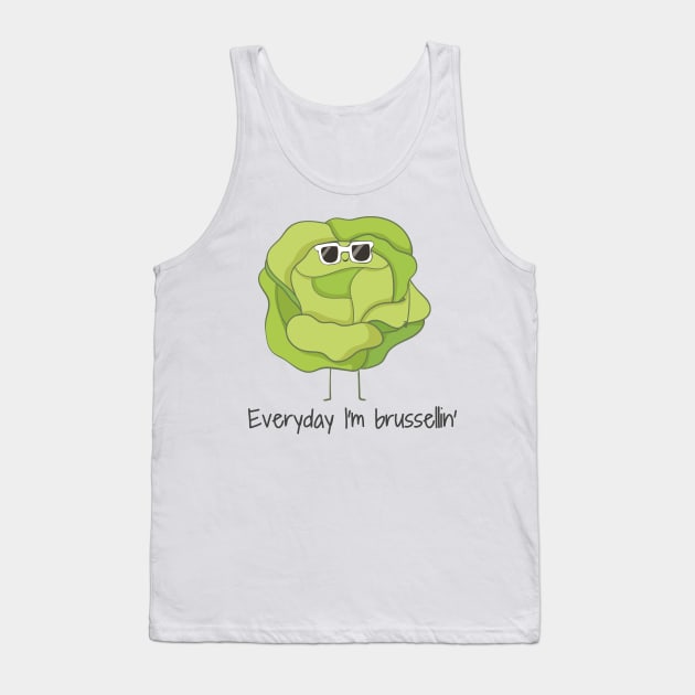 Everyday I'm Brusselling, Funny Brussel Sprouts Christmas Tank Top by Dreamy Panda Designs